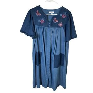 Vintage Go Softly Patio Women's LG Butterfly Caftan MuMu House Dress Cottagecore